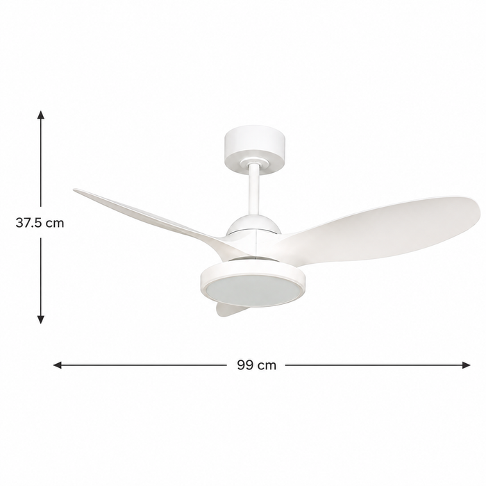 Ventilador de Techo LED Blanco 40" DC 22W CCT con Control Remoto