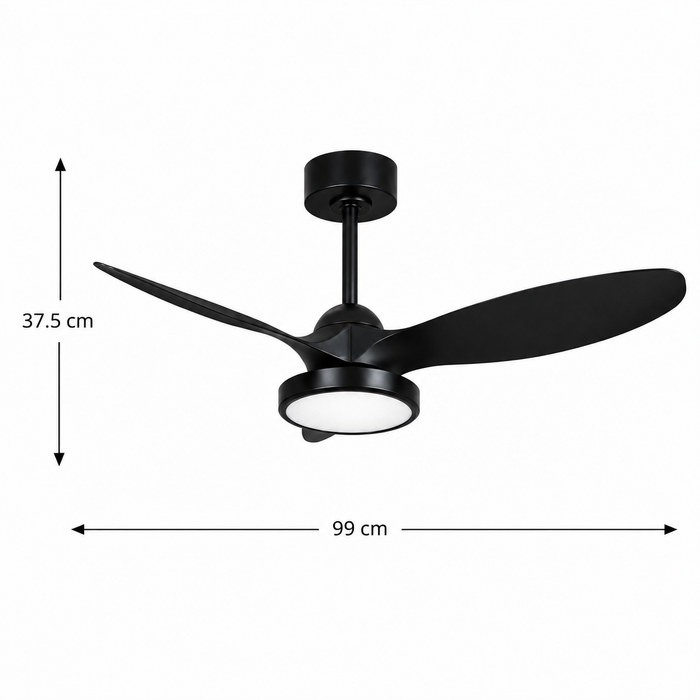 Ventilador de Techo LED Negro 40" DC 22W CCT con Control Remoto