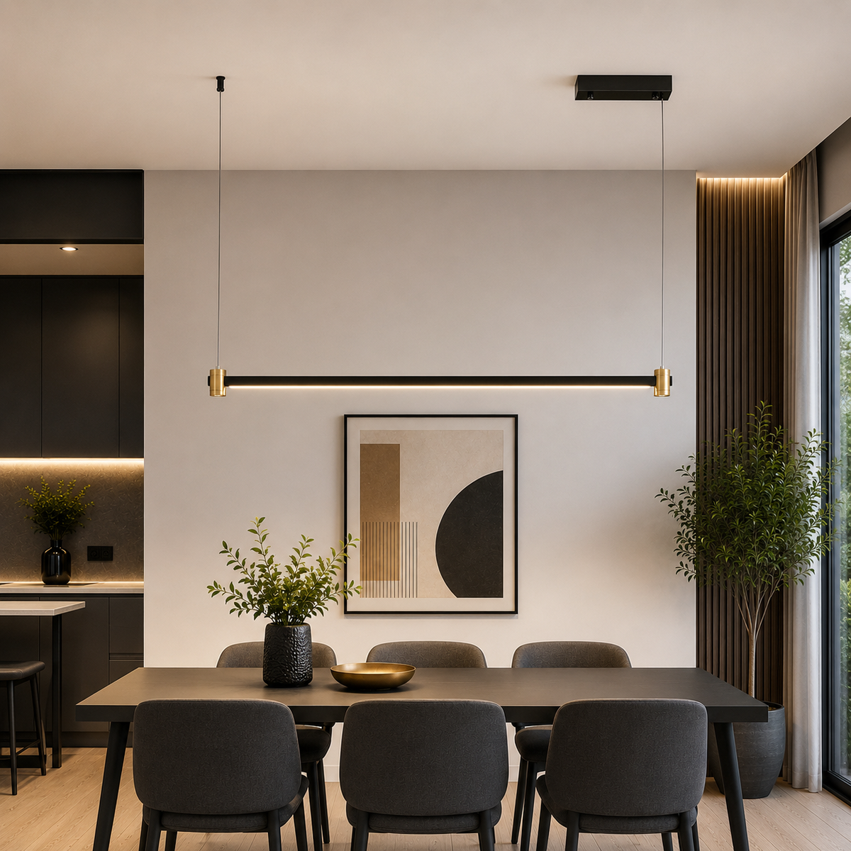 LAMP. LED COLGANTE NEGRO Y DORADO 24W 120-277V 3000K DIMEABLE