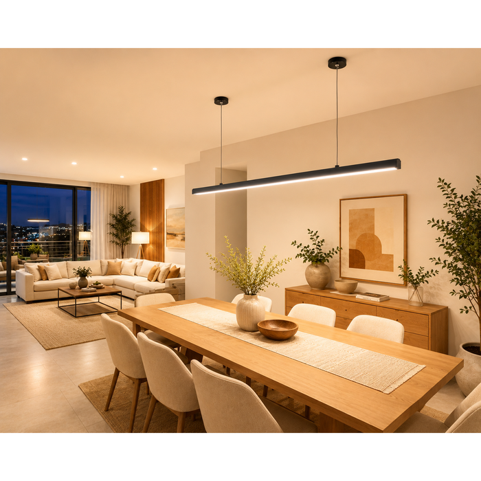 Lámpara LED Colgante Lineal 34W Negra CCT 3000K/4000K/6500K Ajustable 100-240V