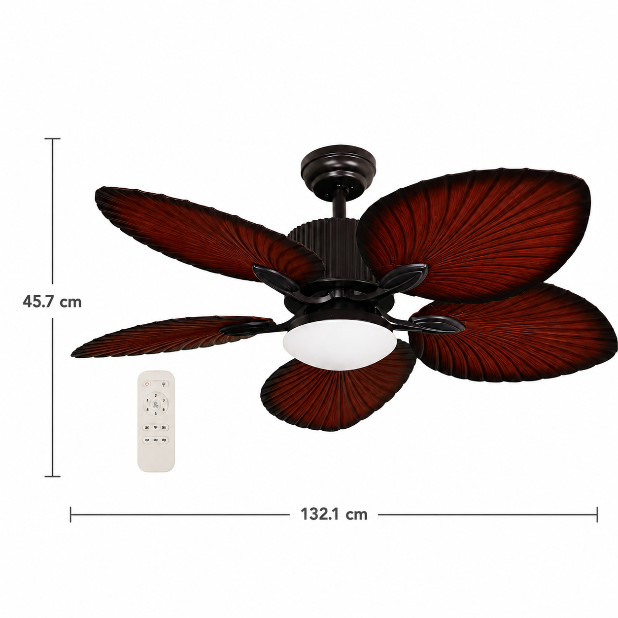 Ventilador de Techo 52" DC con 2 Luces E27 y Control Remoto