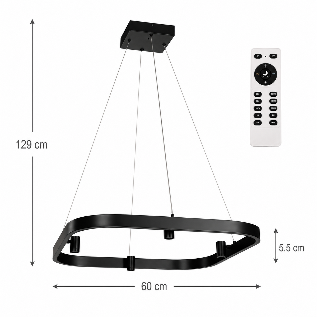 LAMP. LED COLGANTE NEGRO 36W 100-277V 3000K/6000K DIMIABLE CON CONTROL REMOTO
