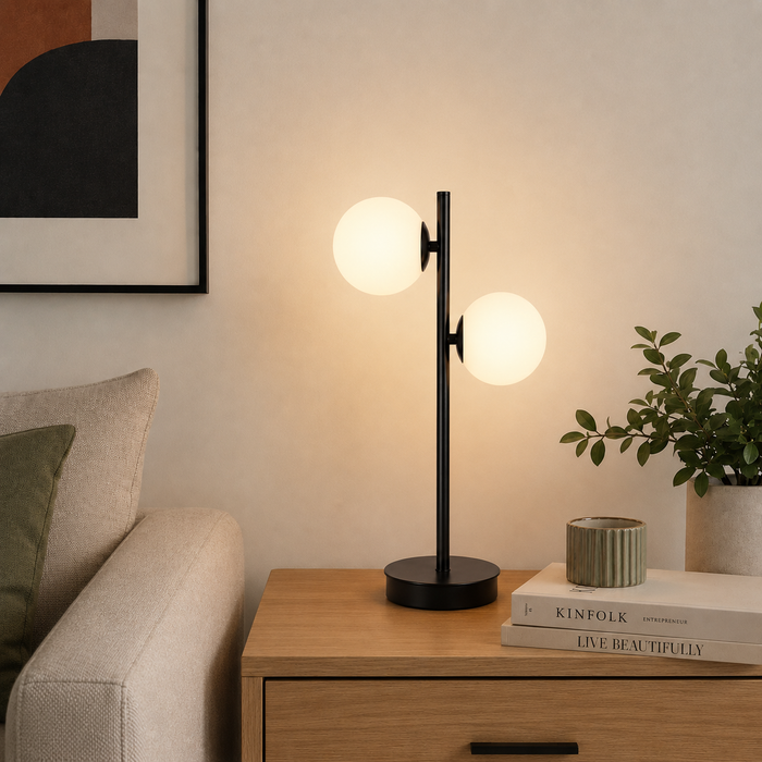 Lámpara de Mesa Negra 2 Luces G9 5W 120V Diseño Moderno