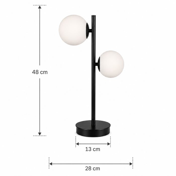 Lámpara de Mesa Negra 2 Luces G9 5W 120V Diseño Moderno