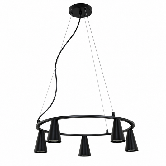 Lámpara Colgante Negra 5 Luces GU10 50W Diseño Moderno