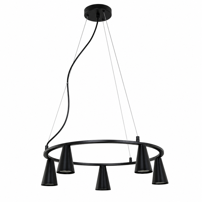Lámpara Colgante Negra 5 Luces GU10 50W Diseño Moderno