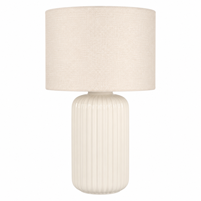 Lámpara de Mesa de Cerámica Blanca con Pantalla de Tela E27 60W