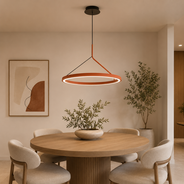 LAMP. LED COLGANTE NEGRO Y TERRACOTA 26W 100-240V 3000K