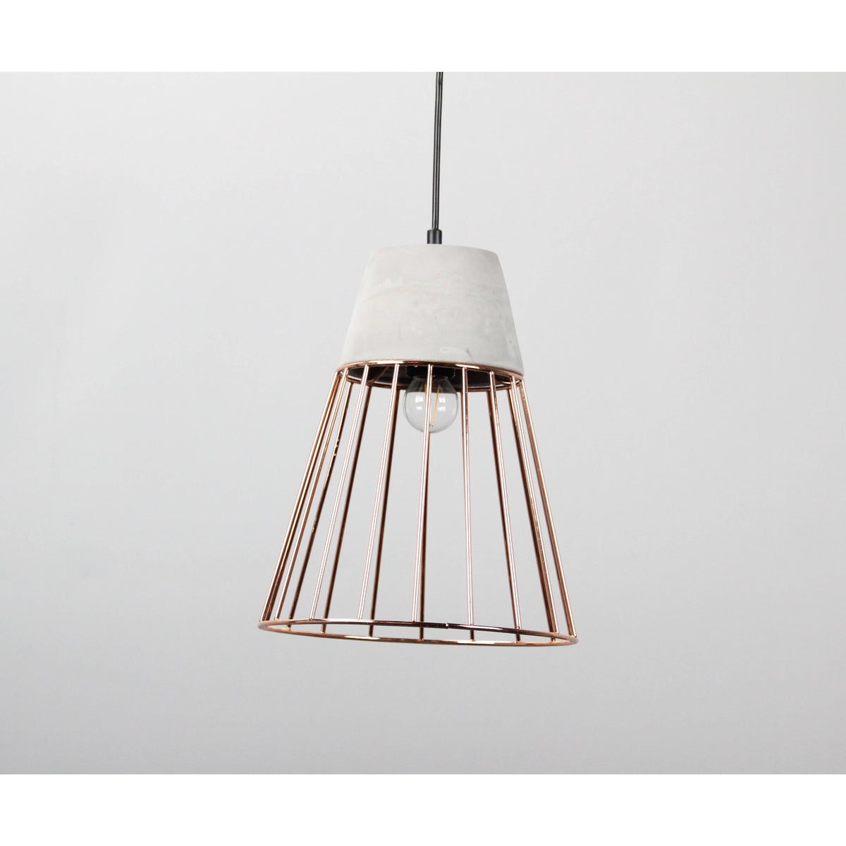 LAMP. COLGANTE NEGRO+COBRE 1L E27 60W