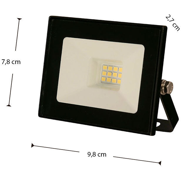 LAMP. LED EXT. REFLECTORA NEGRO 1L 10W 100-265V 6000K