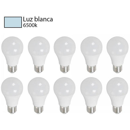BOMBILLO LED A60 E27 9W 85-265V 6500K 10 PIEZAS