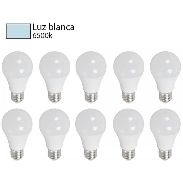 BOMBILLO LED A60 E27 9W 85-265V 6500K 10 PIEZAS