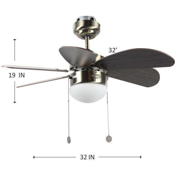 VENTILADOR DE TECHO 32" BRONCE ANTIGUO 1L E27 60W