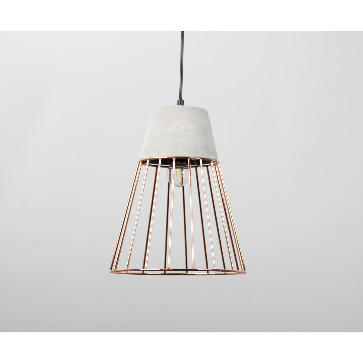 LAMP. COLGANTE NEGRO+COBRE 1L E27 60W