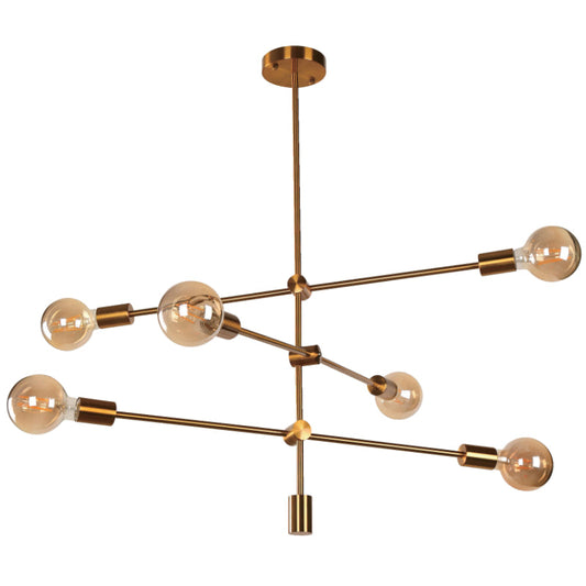 LAMP. TECHO BRONCE DORADO 6L E27 60W