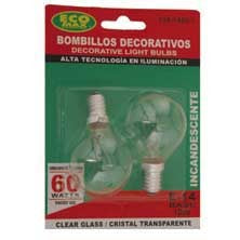 BOMBILLO INCANDESCENTE G45 E14 60W CLEAR TWIN PACK