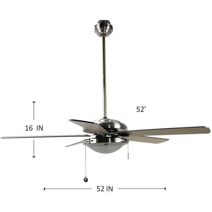 VENTILADOR DE TECHO 52" NÍQUEL SATINADO 2L E27 40W