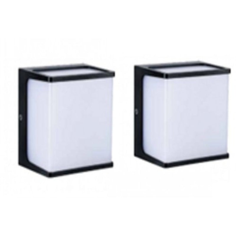 LAMP. LED EXT. DE PARED NEGRO 8W 100-240V 3000K 2PIEZAS