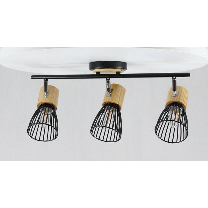 LAMP. TECHO REFLECTORA NEGRO Y CROMO 3L E27 40W