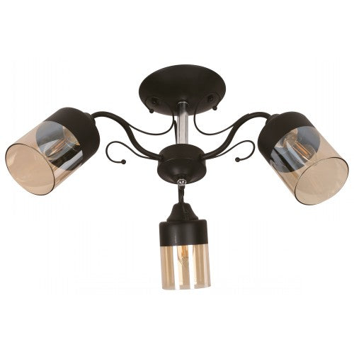 Lámpara Techo Negro 3L E27 60W