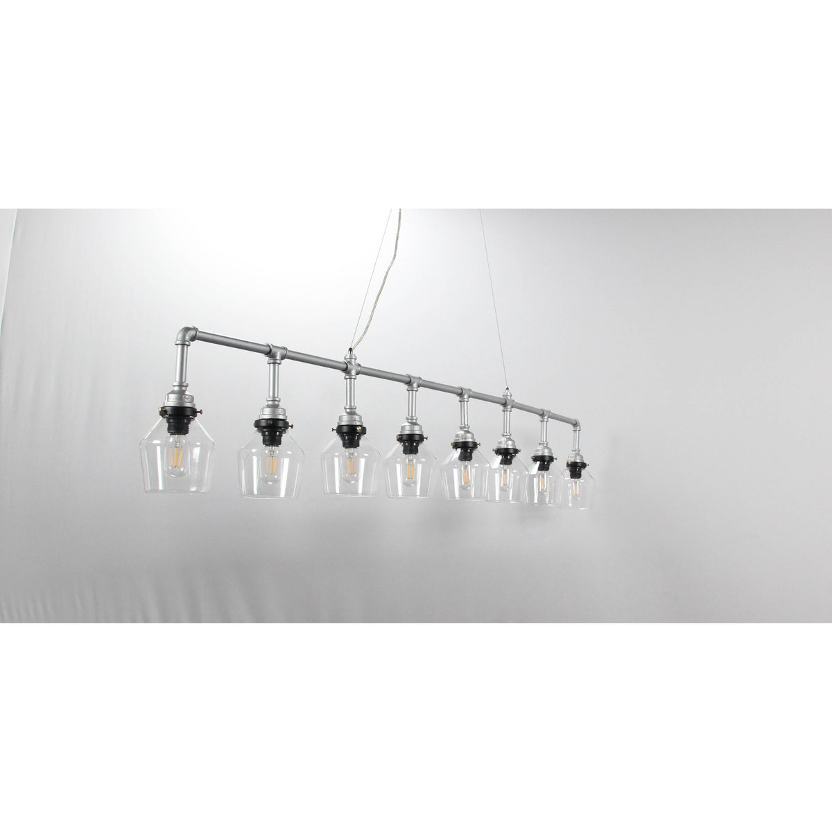 LAMP. COLGANTE NÍQUEL SATINADO 8L E27 40W