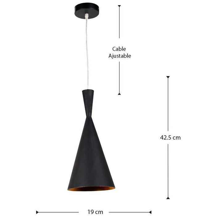 LAMP. COLGANTE NEGRO 1L E27 60W