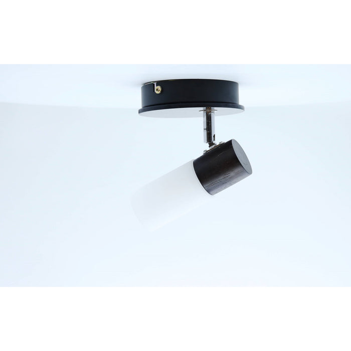 LAMP. TECHO REFLECTORA MADERA OSCURA Y CROMO 1L E14 5W