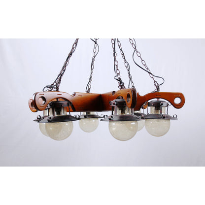 LAMP. COLGANTE MADERA 6L E27 60W