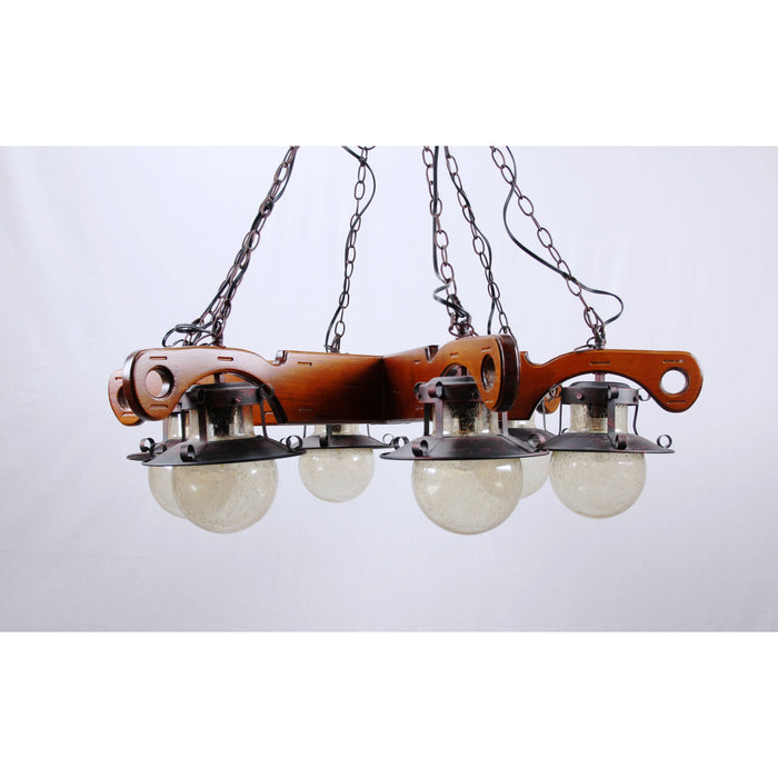 LAMP. COLGANTE MADERA 6L E27 60W