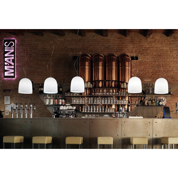 LAMP. COLGANTE CAMPANONE BLANCO 1L E26 40W