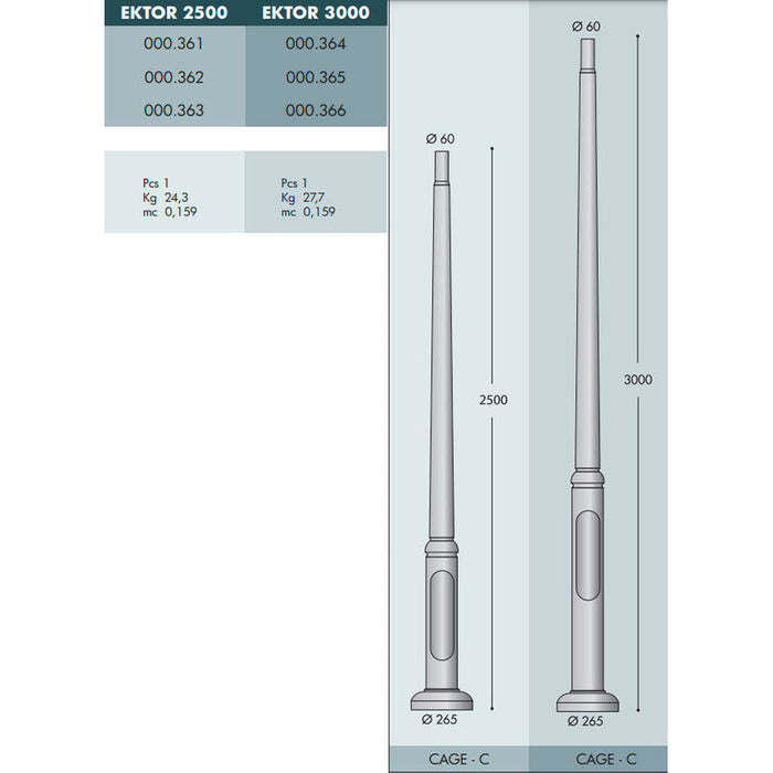 LAMP. EXT. POSTE EKTOR 2500 NEGRO