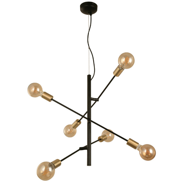 Lámpara Colgante Negro 6L E27 60W