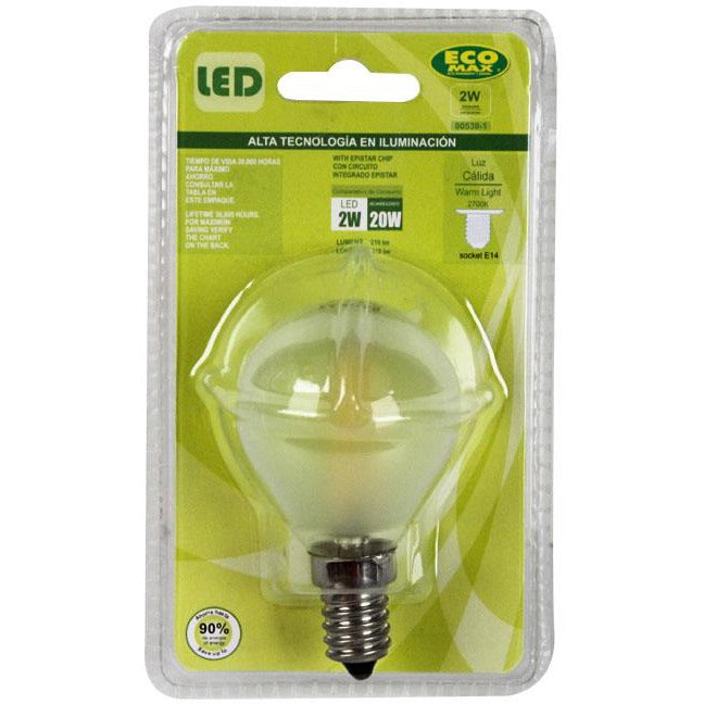 BOMBILLO LED FILAMENTO G45 E14 2W 120V 2700K