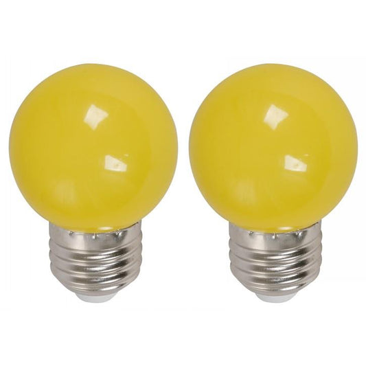 BOMBILLO LED G45 E27 1W 120V AMARILLO 2 PIEZAS
