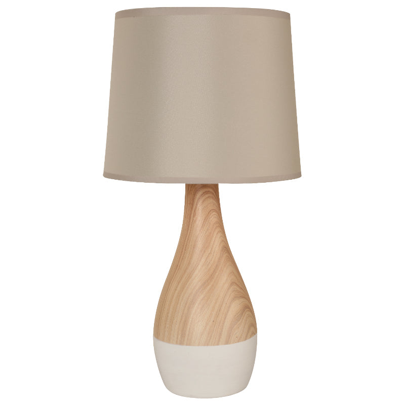 LAMP. MESA BLANCO Y MADERA 1L E27 60W