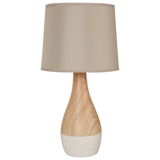LAMP. MESA BLANCO Y MADERA 1L E27 60W