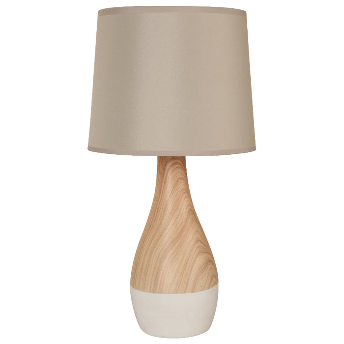 LAMP. MESA BLANCO Y MADERA 1L E27 60W