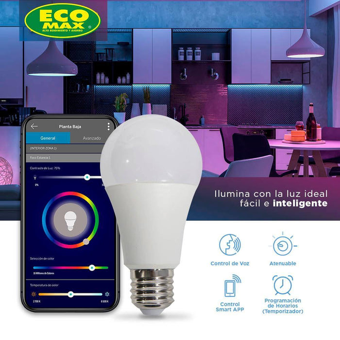 BOMBILLO LED INTELIGENTE A60 E27 10W 120V RGB