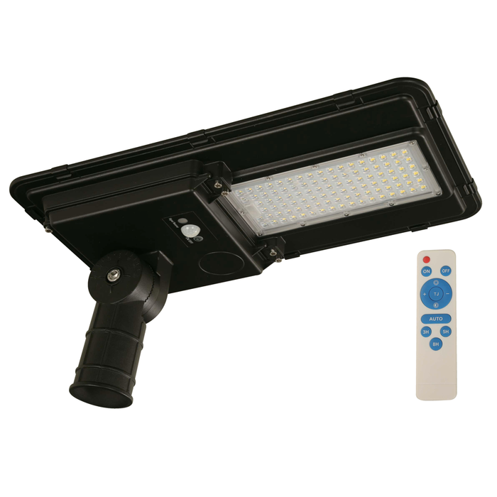 LAMP. LED EXT. NEGRO 60W 9.6V 6000K CON CONTROL REMOTO SENSOR MOVIMIENTO