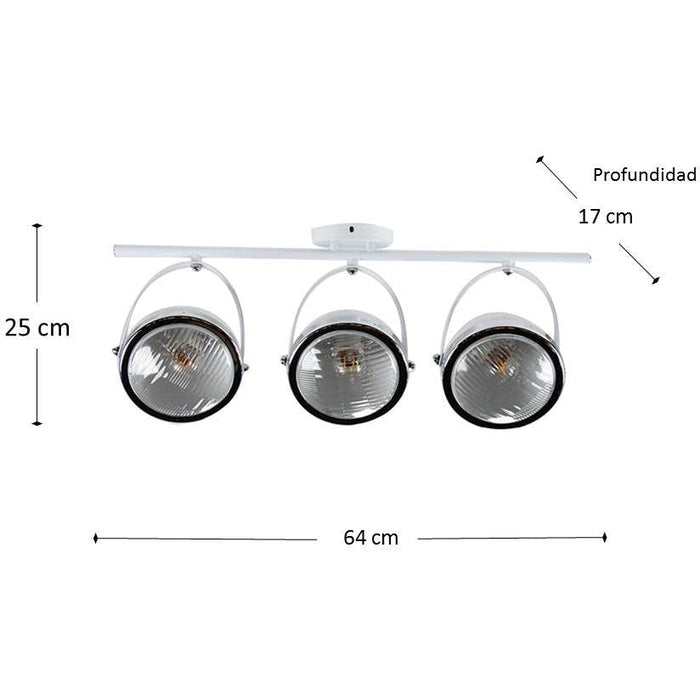 LAMP. TECHO REFLECTORA BLANCO+CROMO 3L E27 40W