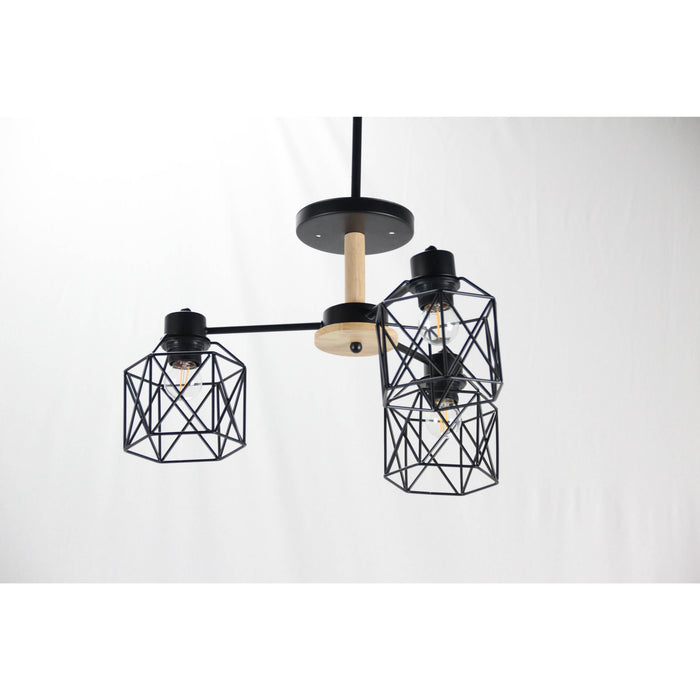 Lámpara Techo Negro 3L E27 40W