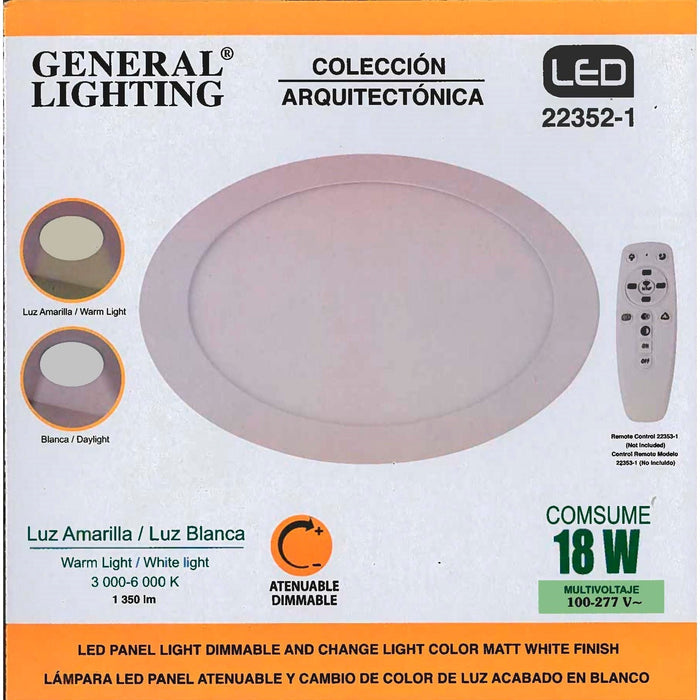 LAMP LED DE TECHO REDONDO BLANCO 18W 3000-6000K(ATENUABLE Y CAMBIA DE COLOR)