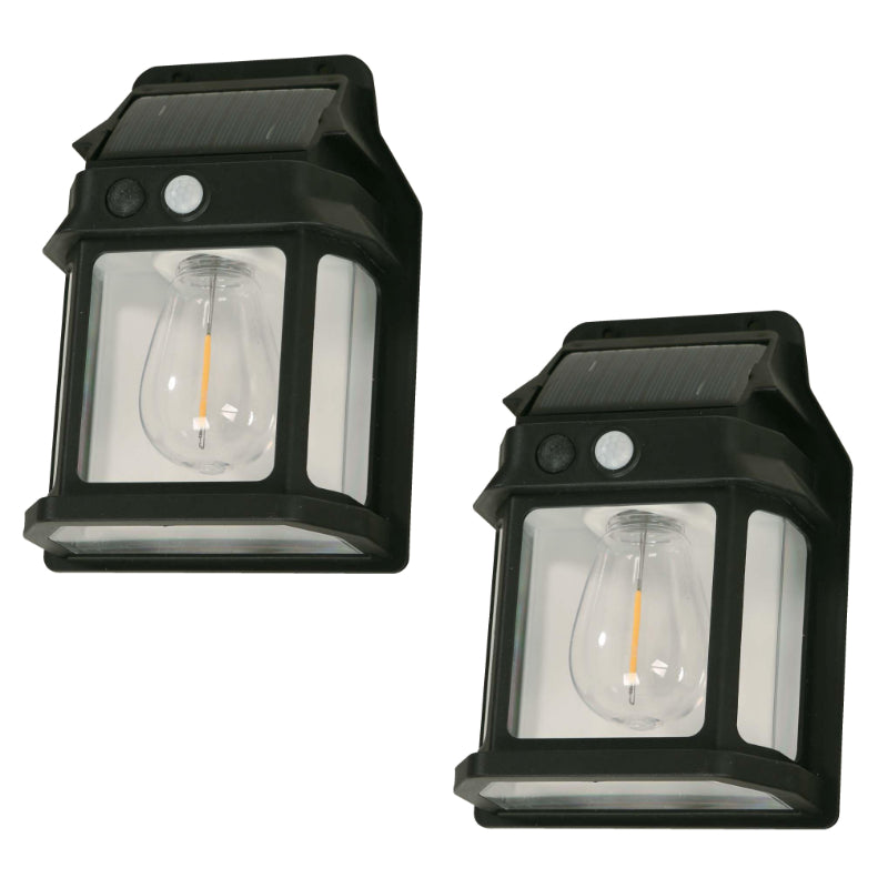 Lámpara LED exterior solar de pared negro 3W 3000K – Twin Pack con