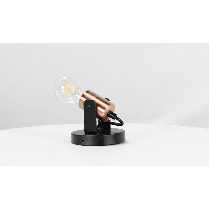 LAMP. PARED NEGRO+COBRE ANTIGUO 1L E27 60W