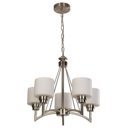 LAMP. COLGANTE NÍQUEL SATINADO 5L E27 60W