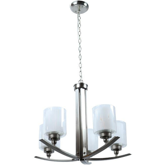 LAMP. COLGANTE NÍQUEL SATINADO 5L E27 40W
