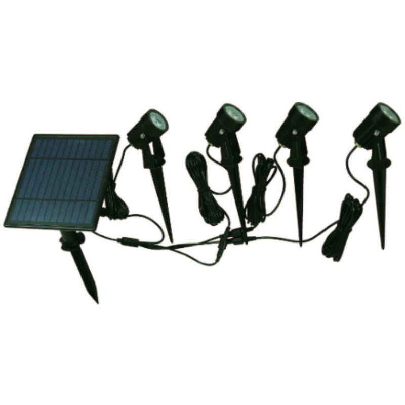 LAMP. EXT. LED ESTACA SOLAR NEGRO 8W 3.7V 6000K 4PIEZAS