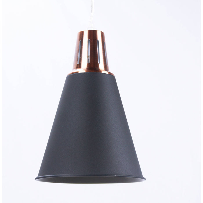 LAMP. COLGANTE NEGRO Y COBRE 1L E27 60W