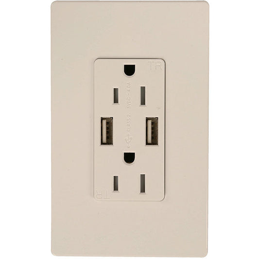 ENCHUFE DOBLE BLANCO 125V ENTRADA DE USB