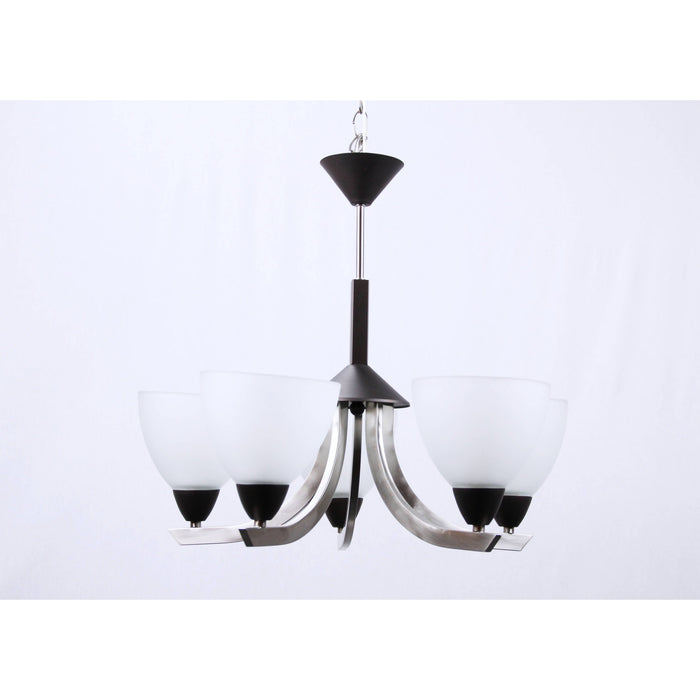 LAMP. COLGANTE NÍQUEL SATINADO 5L E27 60W